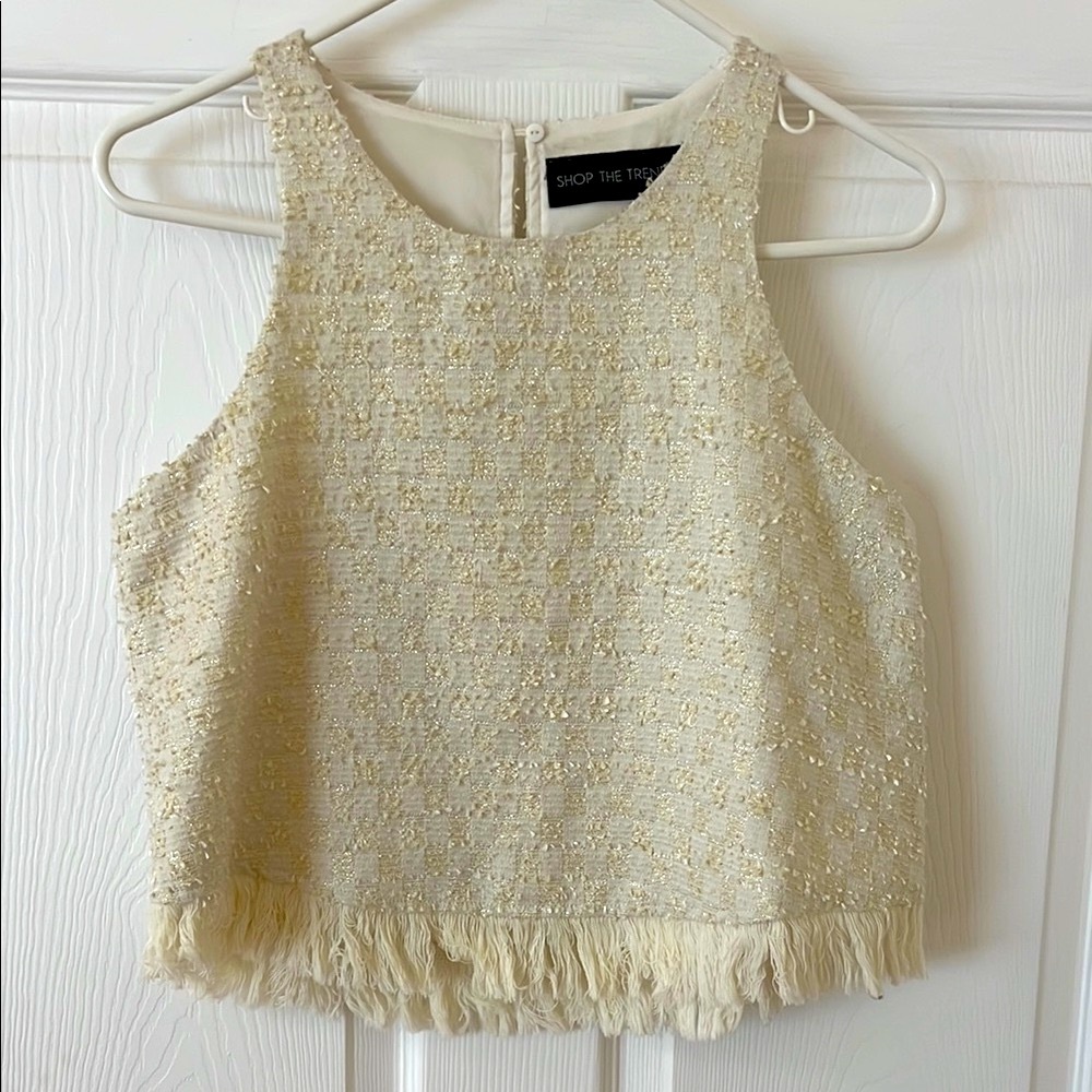 Shop The Trends Cream Textured Women's Top